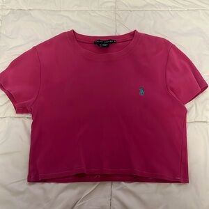 Pink polo Ralph Lauren crop top baby tee